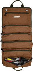 Bucket Boss - 6 Pocket Brown & Green Canvas Tool Roll - 4-1/2" Wide x 4-1/2" Deep x 26" High - Apex Tool & Supply