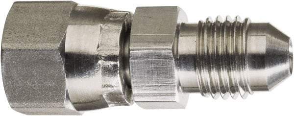 Made in USA - 5/8" Tube OD, 37° Stainless Steel Flared Tube Swivel Connector - 7/8-14 Female Flare x Male Flare Ends - Apex Tool & Supply