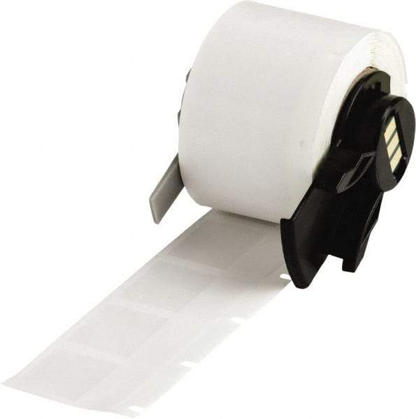 Brady - 3/4" Wide x 1" Long, Clear/White Vinyl Cable Tag - For BMP61 Labeling System, BMP71 Label Printer, TLS 2200 Thermal Labeling System, TLS-pc Link Thermal Labeling System - Apex Tool & Supply