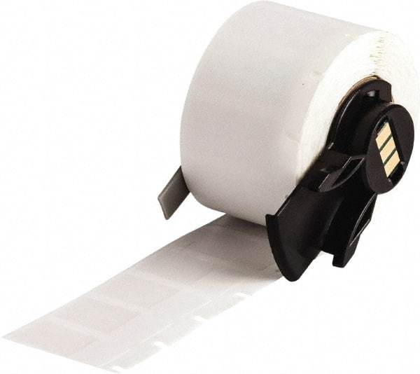 Brady - 1/2" Wide x 1" Long, Clear/White Vinyl Cable Tag - For BMP61 Labeling System, BMP71 Label Printer, TLS 2200 Thermal Labeling System, TLS-pc Link Thermal Labeling System - Apex Tool & Supply