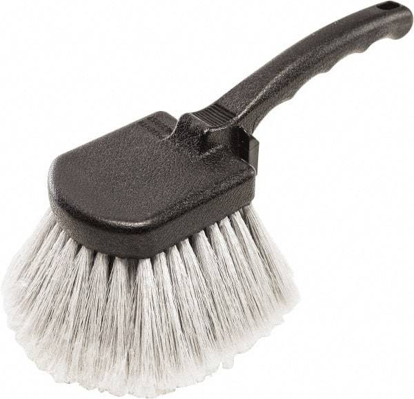Harper Brush - 2-1/4" Bristle Length, Flagged Plastic Utility Scrub Brush - 3-1/2" x 3-1/2" Long x 3" Wide Head, 10" OAL, Easy Grip Handle, Black, Polypropylene Block, Flagged - Apex Tool & Supply