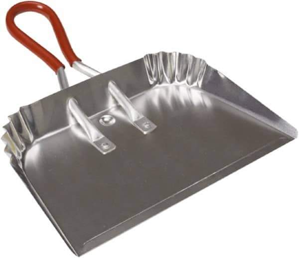 Harper Brush - 17" Wide x 10" Deep x 4" High Handheld Dustpan - Aluminum Body, 9" Aluminum Handle, Silver - Apex Tool & Supply