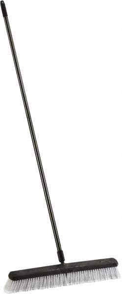 Harper Brush - 24" Smooth Surface Synthetic Push Broom - 3" Bristle Length, Plastic Block, Threaded Handle Connection, Handle Included - Apex Tool & Supply