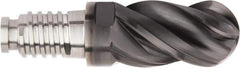 Kennametal - 25mm Mill Diam, 37.5mm LOC, Solid Carbide Ball End Mill Head - Spiral Flute, Right Hand Cut, 39° Helix, 4 Flutes, AlTiN Finish - Apex Tool & Supply