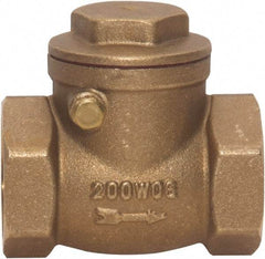 Value Collection - 1-1/4" Brass Check Valve - Check Swing, FNPT x FNPT, 200 WOG - Apex Tool & Supply