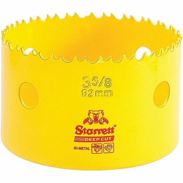 Starrett - 3-5/8" Diam, 2" Cutting Depth, Hole Saw - High Speed Steel Saw, Toothed Edge - Apex Tool & Supply