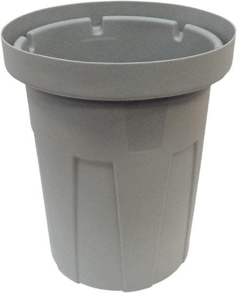 Made in USA - 20 Gal Gray Round Trash Can - Polyethylene, None Graphic, Lid Not Included - Apex Tool & Supply