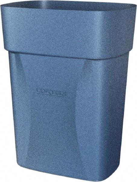 Made in USA - 14 Qt Blue Rectangle Trash Can - Polyethylene, None Graphic, Lid Not Included - Apex Tool & Supply