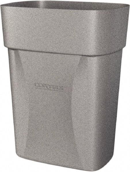 Made in USA - 14 Qt Gray Rectangle Trash Can - Polyethylene, None Graphic, Lid Not Included - Apex Tool & Supply