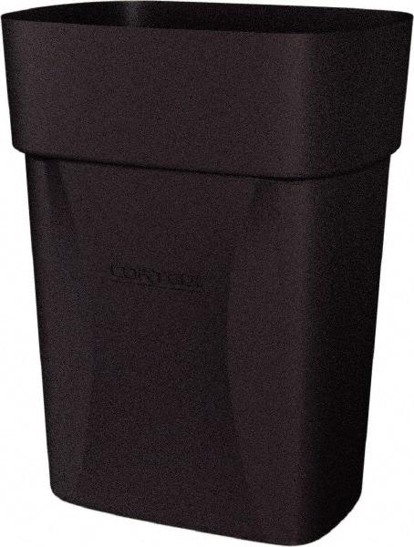 Made in USA - 14 Qt Black Rectangle Trash Can - Polyethylene, None Graphic, Lid Not Included - Apex Tool & Supply