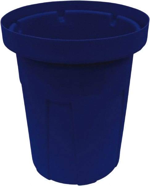 Made in USA - 20 Gal Blue Round Trash Can - Polyethylene, None Graphic, Lid Not Included - Apex Tool & Supply