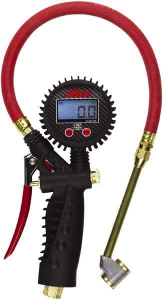Milton - 0 to 255 psi Digital Large Bore Dual Head Tire Pressure Gauge - AAA Battery, 15' Hose Length - Apex Tool & Supply