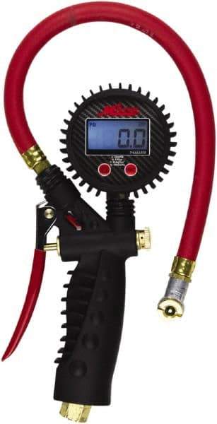 Milton - 0 to 255 psi Digital Ball Foot Tire Pressure Gauge - AAA Battery, 15' Hose Length - Apex Tool & Supply