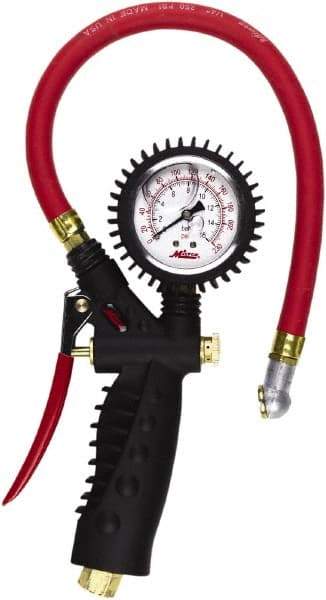 Milton - 0 to 230 psi Dial Ball Foot Tire Pressure Gauge - 15' Hose Length - Apex Tool & Supply