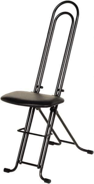 Vestil - 12-3/4" Wide x 19-3/8" Deep x 18-1/2" & 33" High, Steel Folding Chair with 1" Padded Seat - Black - Apex Tool & Supply
