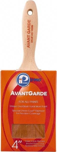 Premier Paint Roller - 4" Oval Polyester Sash Brush - 3-1/2" Bristle Length, 5-3/4" Wood Sash Handle - Apex Tool & Supply