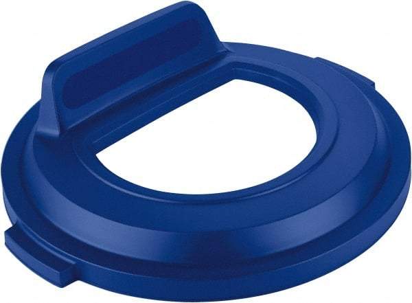 Rubbermaid - Round Lid for Use with 32 Gal Round Recycle Containers - Blue, Polyethylene, For Brute Trash Cans - Apex Tool & Supply