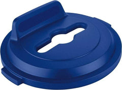 Rubbermaid - Round Lid for Use with 32 Gal Round Recycle Containers - Blue, Polyethylene, For Brute Trash Cans - Apex Tool & Supply