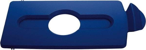 Rubbermaid - Rectangle Lid for Use with 23 Gal Rectangular Recycle Containers - Blue, Polypropylene, For Slim Jim Trash Cans - Apex Tool & Supply