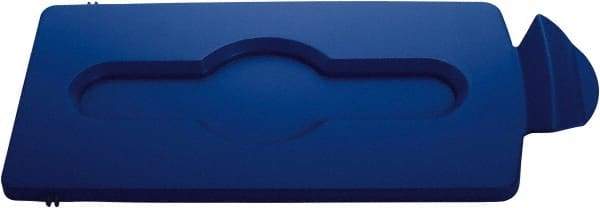 Rubbermaid - Rectangle Lid for Use with 23 Gal Rectangular Recycle Containers - Blue, Polypropylene, For Slim Jim Trash Cans - Apex Tool & Supply