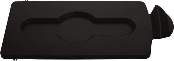 Rubbermaid - Rectangle Lid for Use with 23 Gal Rectangular Recycle Containers - Black, Polypropylene, For Slim Jim Trash Cans - Apex Tool & Supply