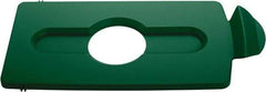 Rubbermaid - Rectangle Lid for Use with 23 Gal Rectangular Recycle Containers - Green, Polypropylene, For Slim Jim Trash Cans - Apex Tool & Supply