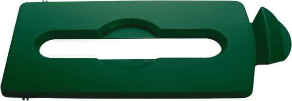 Rubbermaid - Rectangle Lid for Use with 23 Gal Rectangular Recycle Containers - Green, Polypropylene, For Slim Jim Trash Cans - Apex Tool & Supply
