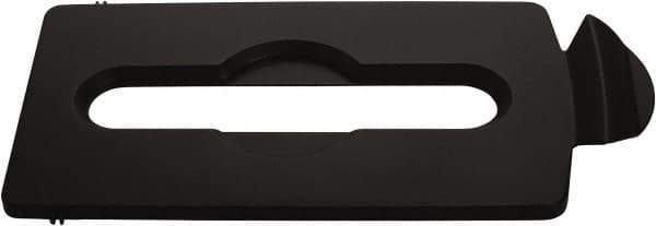 Rubbermaid - Rectangle Lid for Use with 23 Gal Rectangular Recycle Containers - Black, Polypropylene, For Slim Jim Trash Cans - Apex Tool & Supply