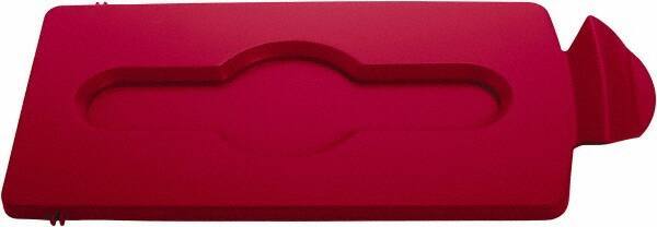Rubbermaid - Rectangle Lid for Use with 23 Gal Rectangular Recycle Containers - Red, Polypropylene, For Slim Jim Trash Cans - Apex Tool & Supply