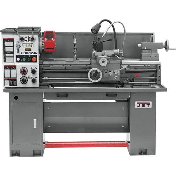 Jet - 12" Swing, 33" Between Centers, 230 Volt, Single Phase Bench Lathe - 5MT Taper, 2 hp, 75 to 1,400 RPM, 1-9/16" Bore Diam, 30" Deep x 58" High x 66" Long - Apex Tool & Supply