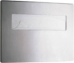 Bobrick - 250 Capacity Satin Stainless Steel Finish Stainless Steel Toilet Seat Cover Dispenser - 11-1/4" High x 15-3/4" Wide 2-/4" Deep, Holds 2 Half Fold Sleeves - Apex Tool & Supply