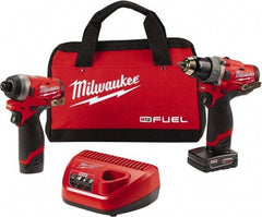 Milwaukee Tool - 12 Volt Cordless Tool Combination Kit - Includes 1/2" Brushless Hammer Drill/Driver & 1/4" Hex Impact Driver, Lithium-Ion Battery Included - Apex Tool & Supply