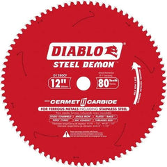 Freud - 12" Blade Diam, 80 Teeth, Carbide-Tipped Cold Saw Blade - 1" Arbor Hole Diam, 0.071" Blade Thickness - Apex Tool & Supply