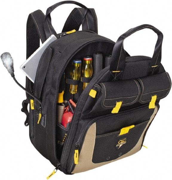 CLC - 36 Pocket Black & Khaki Polyester Backpack Tool Bag - 13" Wide x 10-1/4" Deep x 17" High - Apex Tool & Supply