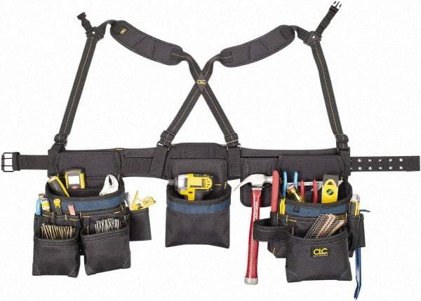 CLC - 29 to 46" Waist Tool Rig - 28 Pocket, Black/Blue, Polyester - Apex Tool & Supply