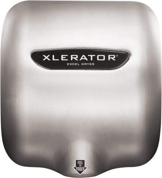 Excel Dryer - 1490 Watt Silver Finish Electric Hand Dryer - 208/277 Volts, 6.2 Amps, 11-3/4" Wide x 12-11/16" High x 6-11/16" Deep - Apex Tool & Supply