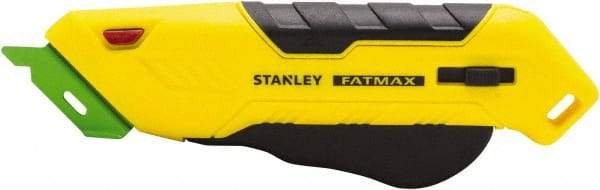 Stanley - Retractable Box Cutter - 2.175" Steel Blade, Yellow & Black Bi-Material Handle, 4 Blades Included - Apex Tool & Supply