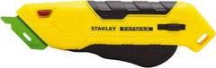 Stanley - Retractable Box Cutter - 2.175" Steel Blade, Yellow & Black Bi-Material Handle, 4 Blades Included - Apex Tool & Supply