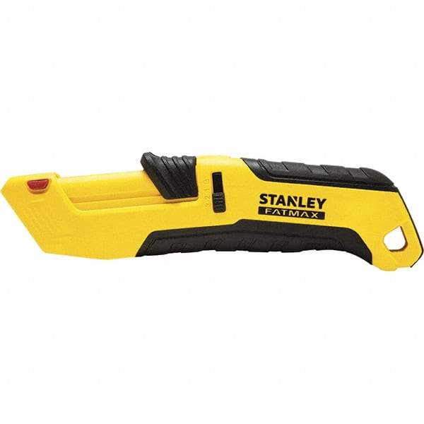 Stanley - Retractable Safety Utility Knife - 2.175" Steel Blade, Yellow & Black Ergonomic Non-slip Grips Handle, 4 Blades Included - Apex Tool & Supply