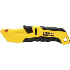 Stanley - Retractable Safety Utility Knife - 2.175" Steel Blade, Yellow & Black Ergonomic Non-slip Grips Handle, 4 Blades Included - Apex Tool & Supply