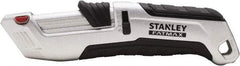 Stanley - Retractable Safety Utility Knife - 2.175" Steel Blade, Silver & Black Ergonomic Non-slip Grips Handle, 4 Blades Included - Apex Tool & Supply