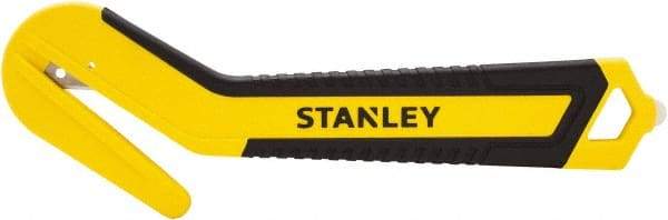Stanley - Recessed/Concealed Fixed Blade Safety Cutter - 0.394" Steel Blade, Yellow & Black Bi-Material Handle, 1 Blade Included - Apex Tool & Supply