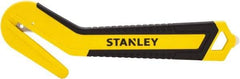 Stanley - Recessed/Concealed Fixed Blade Safety Cutter - 0.394" Steel Blade, Yellow & Black Bi-Material Handle, 1 Blade Included - Apex Tool & Supply