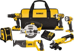 DeWALT - 20 Volt Cordless Tool Combination Kit - Includes 1/2" Compact Drill/Driver, 1/4" Impact Driver, Cut-off Tool/Grinder, Reciprocating Saw, 6-1/2 Circular Saw, LED Worklight & Bluetooth Speaker, Lithium-Ion Battery Included - Apex Tool & Supply