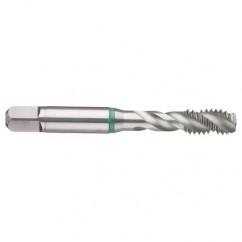 1-12 2B 4-Flute Cobalt Green Ring Semi-Bottoming 40 degree Spiral Flute Tap-Bright - Apex Tool & Supply