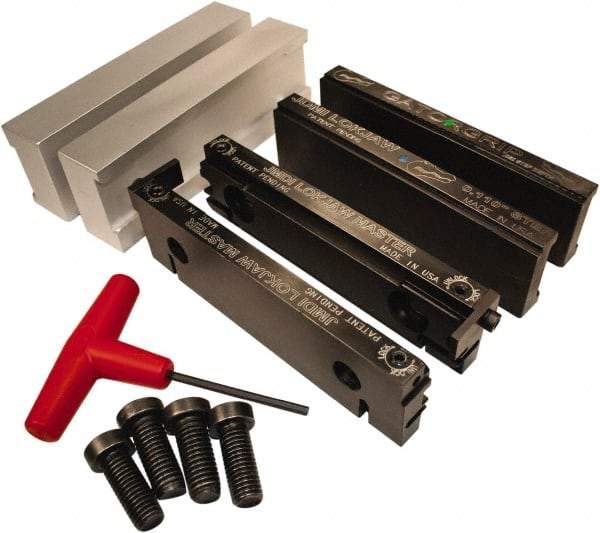 Jet Machining - 6" Jaw Width, " Jaw Height, Standard Vise Jaw Sets - Hardened Steel - Apex Tool & Supply