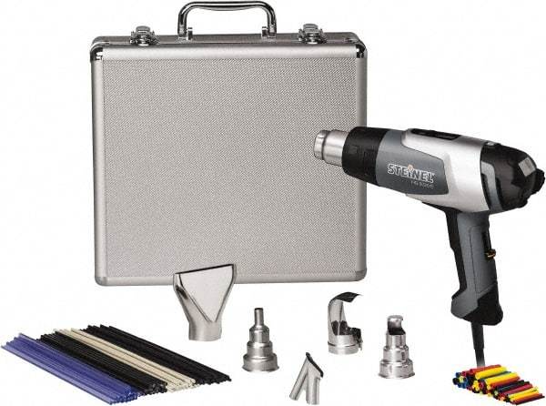 Steinel - 120 to 1,150°F Heat Setting, 4 to 13 CFM Air Flow, Heat Gun Kit - 120 Volts, 13.3 Amps, 1,600 Watts, 6' Cord Length - Apex Tool & Supply