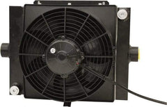 AKG Thermal Systems - SAE #16, 1 Fan Mount, Liquid-To-Air Aluminum Brazed Process Equipment Heat Exchanger - Oil Cooler, Ethylene Glycol/Water Mixture Cooler, 13" High x 15.75" Wide x 7.23" Deep, 50,934 BTU/Hr, 250°F Max - Apex Tool & Supply