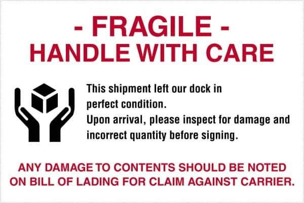 Tape Logic - 6" Long, Red, Black on White Paper Shipping Label - For Multi-Use - Apex Tool & Supply