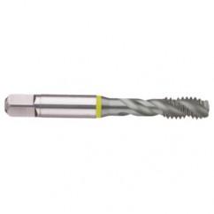 1-12 2B 4-Flute Cobalt Yellow Ring Semi-Bottoming 40 degree Spiral Flute Tap-MolyGlide - Apex Tool & Supply